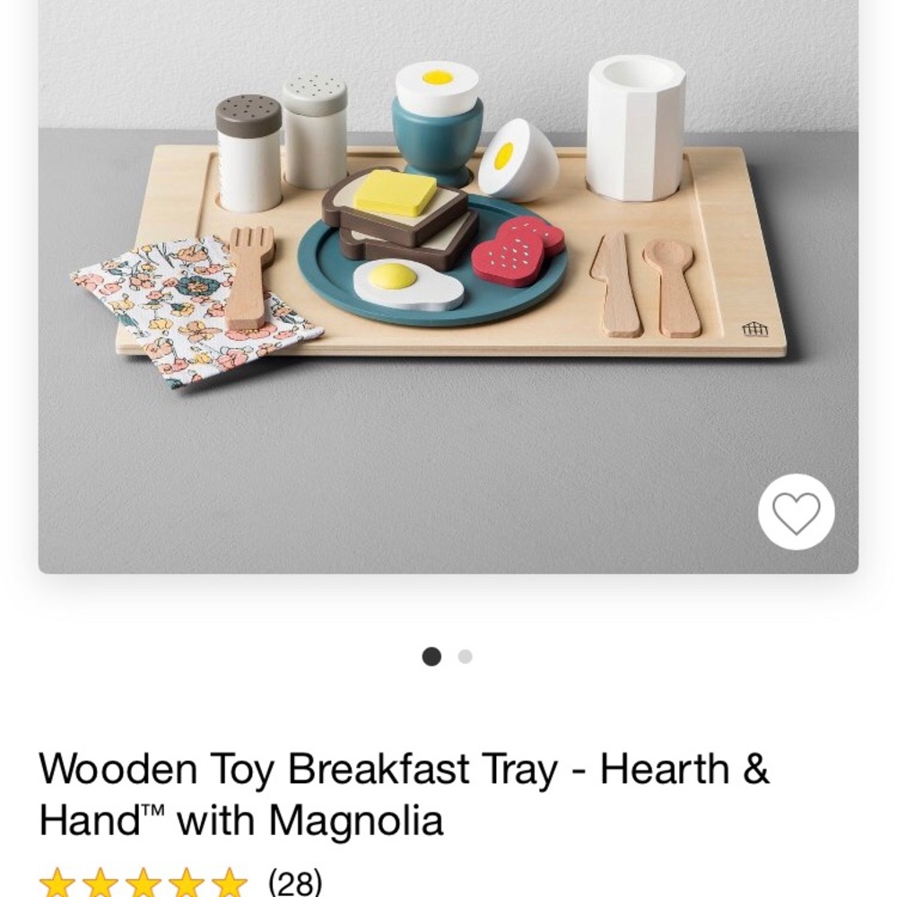 NIB Hearth & Hand Breakfast Tray Wooden Playset